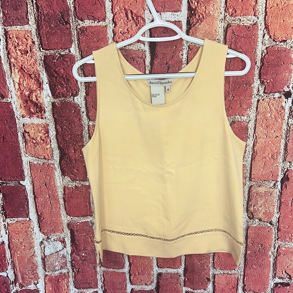 David Brooks Beige Silk Sleeveless women’s Top blouse Medium
